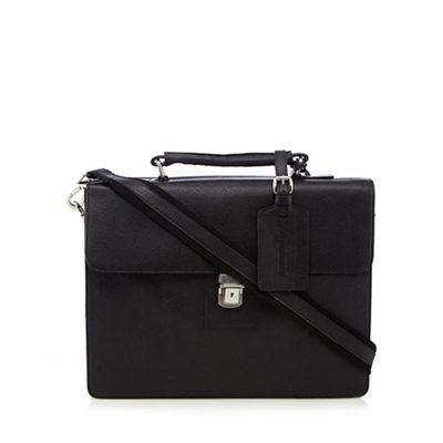 Black leather debossed briefcase